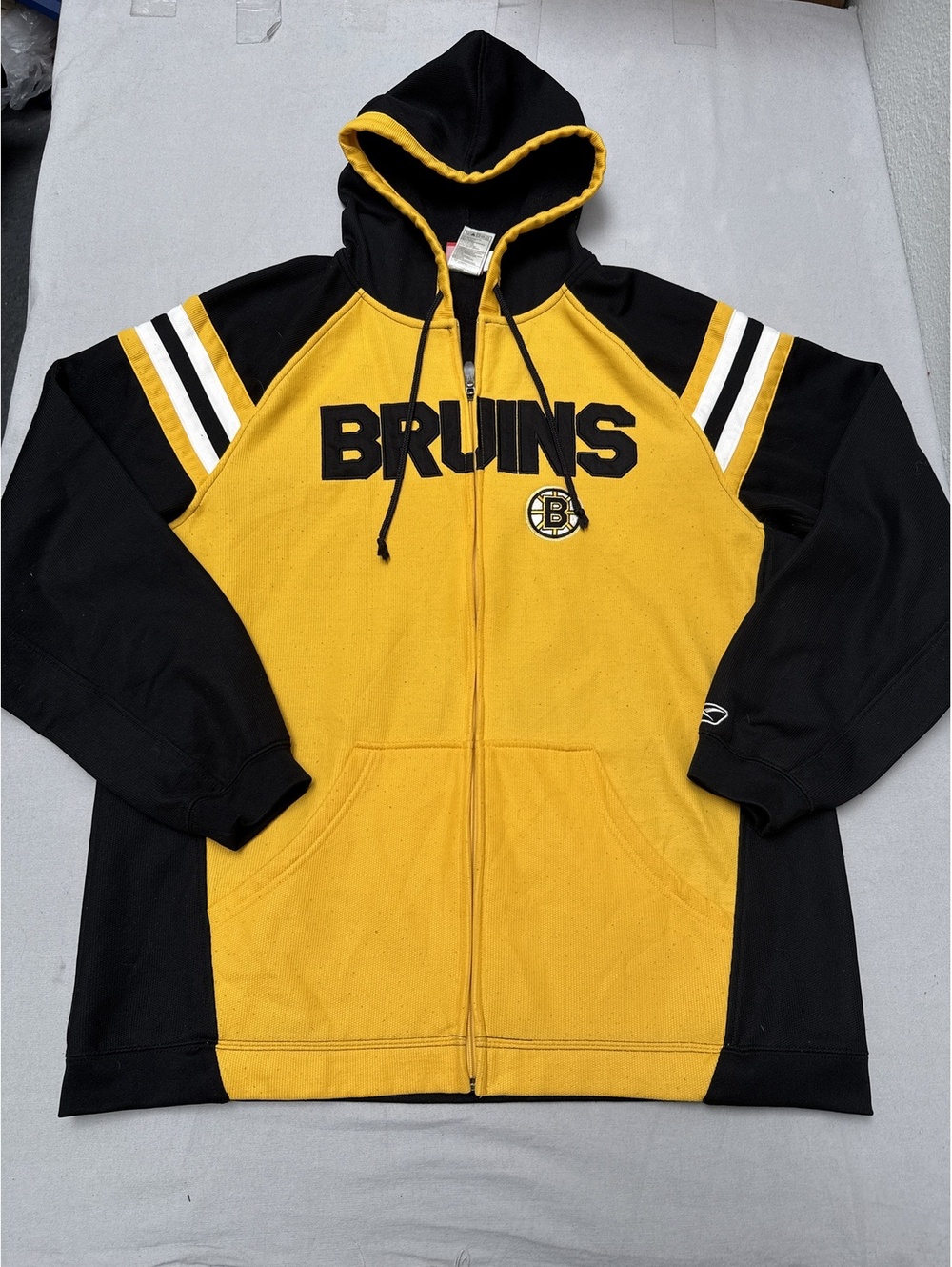 Reebok NHL Boston Bruins Full Zip Hoodie RBK Zip Up - L